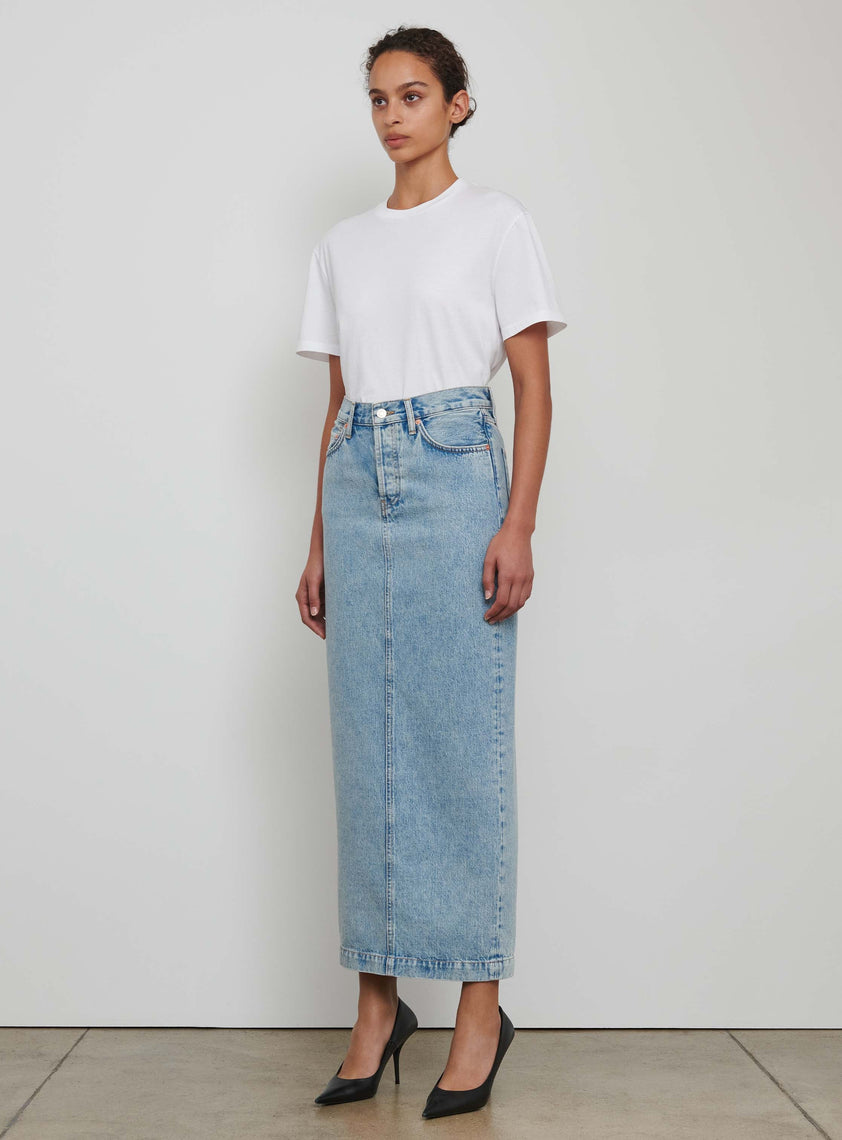 Denim Column Skirt